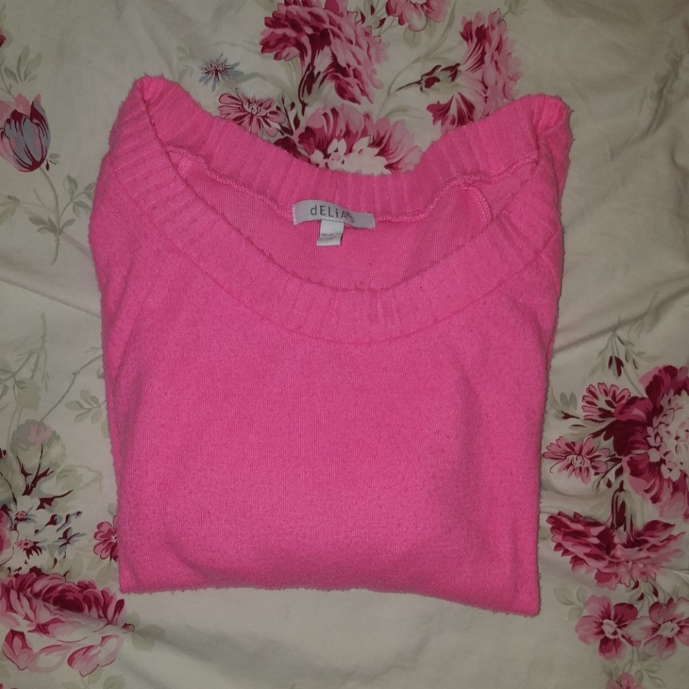 dELiA*s Neon Pink 3/4 Length Sweater